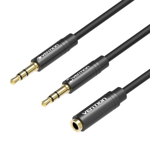 Kabel Audio 2x 3,5mm męski do 3,5mm żeński Vention BBOBY 0.3m (czarny)