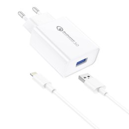 Ładowarka sieciowa Foneng EU13 + kabel USB do Lightning, 3A (biała)