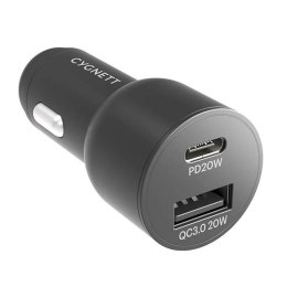 Ładowarka samochodowa Cygnett USB, USB-C 20W (czarna)