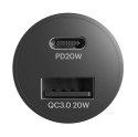 Ładowarka samochodowa Cygnett USB, USB-C 20W (czarna)