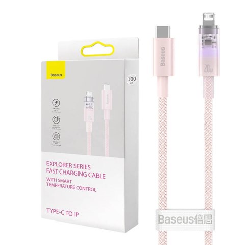 Kabel szybko ładujący Baseus USB-C do Lightning Explorer Series 1m, 20W (różowy)