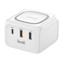 Ładowarka indukcyjna 10W Budi 317TE, 2x USB + USB-C, 18W (biały)