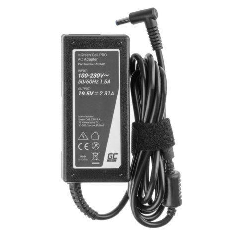 Zasilacz Ładowarka Green Cell AD74P PRO 19.5V 2.31A 45W do HP 250 G2 G3 G4 G5 255 G2 G3 G4 G5, HP ProBook 450 G3 G4 650 G2 G3