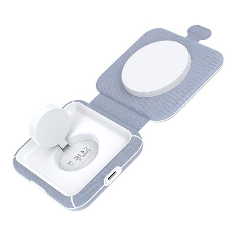 Bezprzewodowa ładowarka indukcyjna 2w1 Choetech T323, MagSafe & MFI (szara)