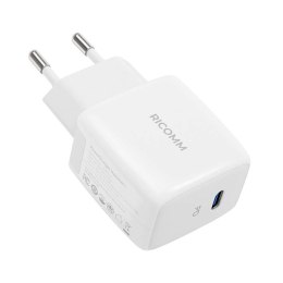 Ładowarka sieciowa 25W PD Ricomm RC251 EU, 1xUSB-C + kabel USB-C 2.1m