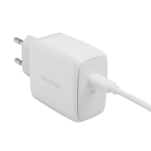 Ładowarka sieciowa 45W GaN Ricomm RC451 EU, 1xUSB-C + kabel USB-C 2.1m