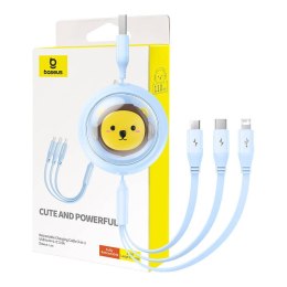 Kabel ładowania 3w1 Baseus USB do USB-C, USB-M, Lightning 3,5A, 1,1m (niebieski)