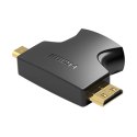 Adapter 2w1 HDMI do Micro/Mini HDMI Vention AGFB0 4K 30Hz (czarny)