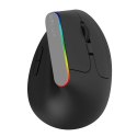 Bezprzewodowa mysz pionowa Delux M618C 2.4G 1600DPI RGB (czarna)