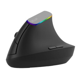 Bezprzewodowa mysz pionowa Delux M618C 2.4G 1600DPI RGB (czarna)