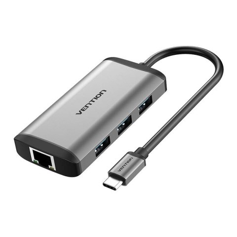 Stacja dokująca 6w1 USB-C do HDMI, 3x USB3.0, RJ45, PD Vention CNCHB 0,15m szary