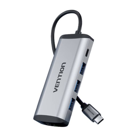 Stacja dokująca USB-C na USB-C, 3x USB3.0, PD 0,15m Vention THAHB szary