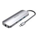 Stacja dokująca z USB-C do HDMI, USB-C, 2x USB3.0, RJ45, SD, TF, TRRS 3,5mm, PD 0,15m Vention TOMHB (szary)