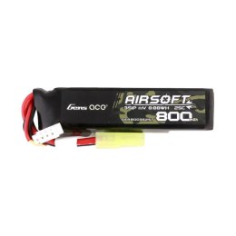 Akumulator Gens Ace Lipo 800MAH 11.1V 25C 3S1P Airsoft Gun Lipo z konektorem mini Tamiya Plug