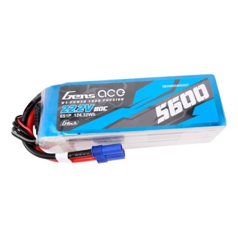 Akumulator Gens ace G-Tech 5600mAh 80C 22.2V 6S1P Lipo z konektorem EC5 plug