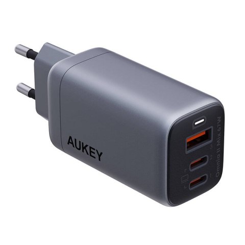 Ładowarka sieciowa Aukey PA-B6U, 1xUSB-A, 2xUSB-C, 67W (szara)