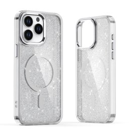 Etui Glitter Case MagSafe na iPhone 16 Plus - białe z brokatem