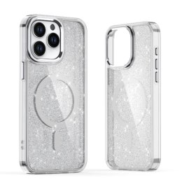 Etui Glitter Case MagSafe na iPhone 16 Pro Max - białe z brokatem