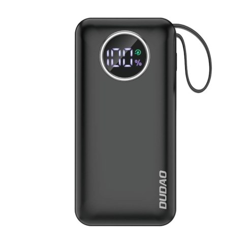 Dudao powerbank 10000mAh 1xUSB-A / 1xUSB-C 22.5W z wbudowanym kablem 1xLightning / 1xUSB-C czarny (K15sB)