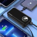 Dudao powerbank 10000mAh 1xUSB-A / 1xUSB-C 22.5W z wbudowanym kablem 1xLightning / 1xUSB-C czarny (K15sB)