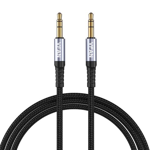 Kabel VFAN L11 mini jack 3.5mm AUX, 1m, pozłacany (szary)