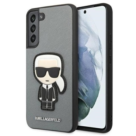 Etui Karl Lagerfeld Saffiano Ikonik Karl's Patch na Samsung Galaxy S22+ - srebrne