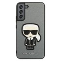 Etui Karl Lagerfeld Saffiano Ikonik Karl's Patch na Samsung Galaxy S22+ - srebrne