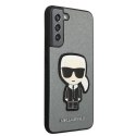 Etui Karl Lagerfeld Saffiano Ikonik Karl's Patch na Samsung Galaxy S22+ - srebrne