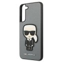 Etui Karl Lagerfeld Saffiano Ikonik Karl's Patch na Samsung Galaxy S22+ - srebrne