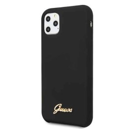 Guess GUHCN58LSLMGBK iPhone 11 Pro black/czarny hard case Silicone Vintage Gold Logo