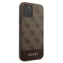 Guess GUHCP12MG4GLBR iPhone 12/12 Pro 6,1" brązowy/brown hardcase 4G Stripe Collection