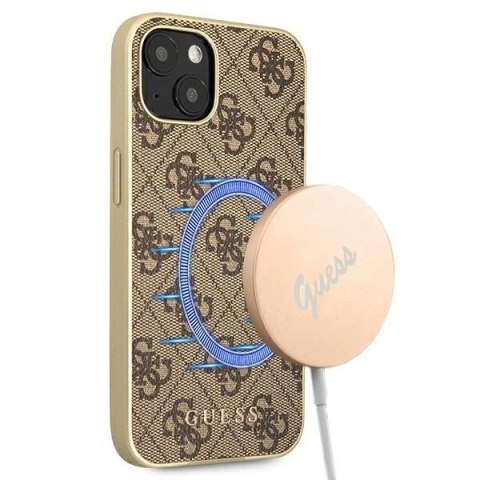 Guess GUHMP13MG4GB iPhone 13 6,1" brązowy/brown hard case 4G Collection Magsafe