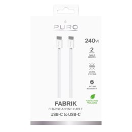 Puro Braided Cable FABK4 USB-C to USB-C, 2m 240W 480mbps, white