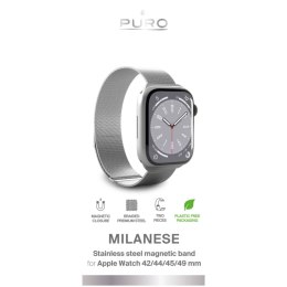 Puro 'MILANESE' watch band for Apple Watch 42-44-45-49m, argento