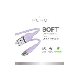 Puro Soft Cable USB-A to USB-C, 1.5m, lavender