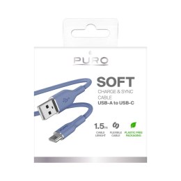 Puro Soft Cable USB-A to USB-C, 1.5m, light blue