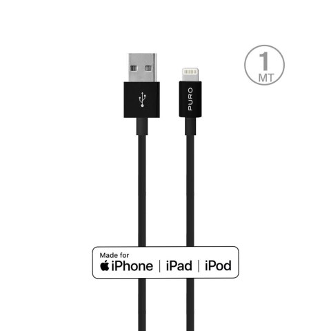 Puro Apple Plain Cable 2.4A MFI iPod/iPhone/iPad black