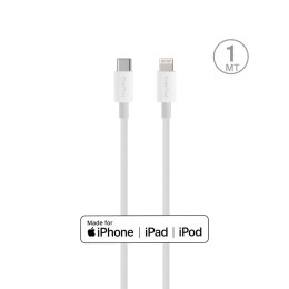 Puro Apple Plain Cable MFI USB-C to Lightning 2.0, 2.4A, 480MBps, 1m, white