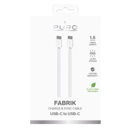 Puro Braided Cable FABK4 USB-C to USB-C, 1.5m 60W 480mbps, white