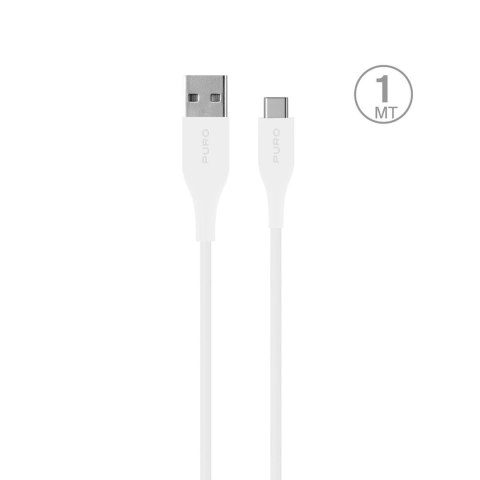 Puro Cable in TPE "Plain" USB Type-C to USB-A 2.0, 3A, 480MBps, 1m , white