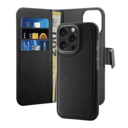 Puro Eco-Leather Case W/horiz.flip+3 Card Slot+Banknote Pocket+Magn Cover, for iPhone 16 Pro Max, black