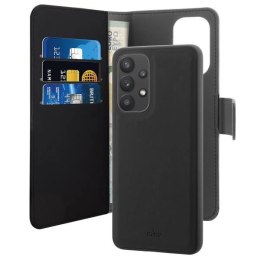 Puro Eco-leather wallet case with horizontal flip+3compartments+1pocket+standup+magnetic flap for Samsung Galaxy A33 5G, black