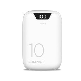 Puro Fast Power Bank Compact with Display 10000mAh 1USBA+1USB-C 15W Li-Poly, White