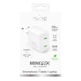 Puro GaN Wall Charger with 2 USB-C ports, 70W, white