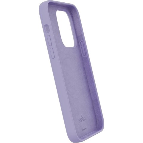 Puro 'ICON MAG' liquid silicon case with integrated magnets for iPhone 14 Pro, lavender