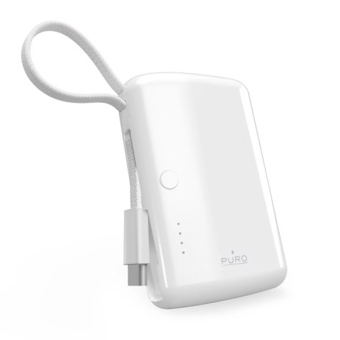 Puro Powerbank 5000mAh with integrated USB-C cable, Power Delivery 20W, white