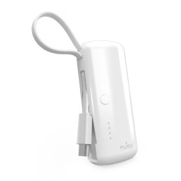 Puro Powerbank 5000mAh with integrated USB-C cable, white