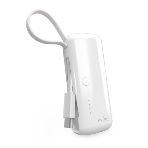 Puro Powerbank 5000mAh with integrated USB-C cable, white