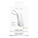 Puro Powerbank 5000mAh with integrated USB-C cable, white