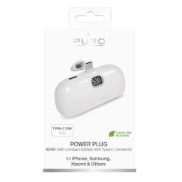 Puro Powerbank 5000mAh with integrated USB-C connector, white